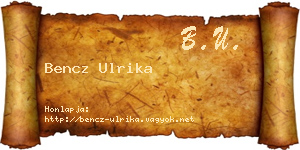 Bencz Ulrika névjegykártya